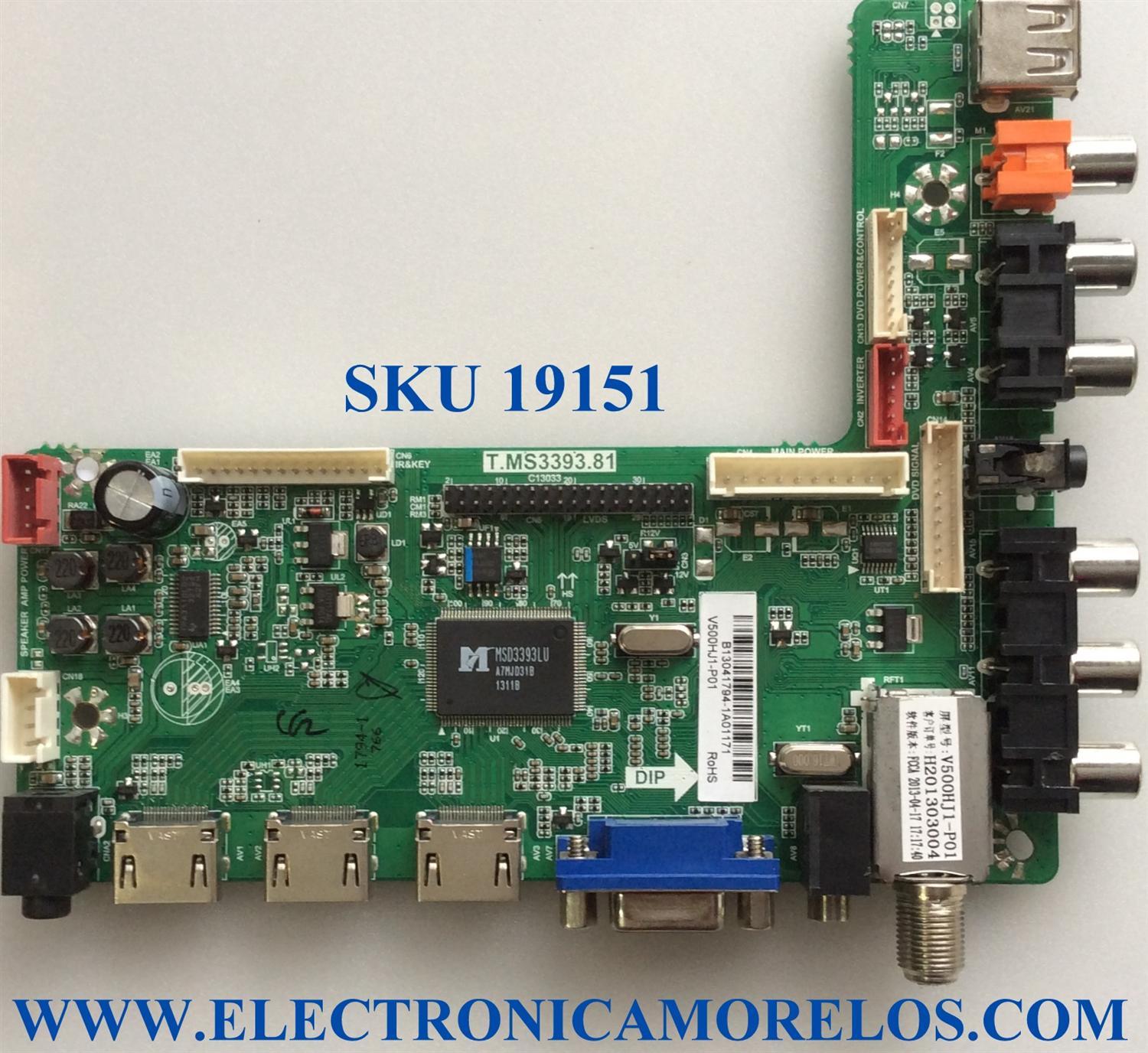 MAIN / AFFINITY B13041794 / T.MS3393.81 / E310229 / PANEL'S TY390LK03-ACW3 / V500HJ1-P01 / MODELO SLE2039